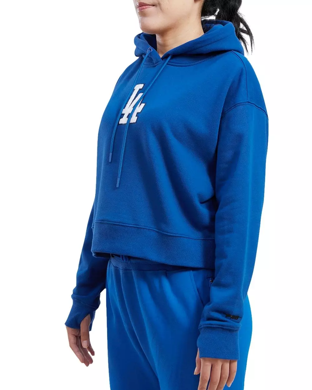 Pro Standard Women's Los Angeles Dodgers Classic Fleece Cropped PO Hoodie - Royal Blue - ROYAL BLUE