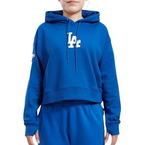 Pro Standard Women's Los Angeles Dodgers Classic Fleece Cropped PO Hoodie -Royal Blue