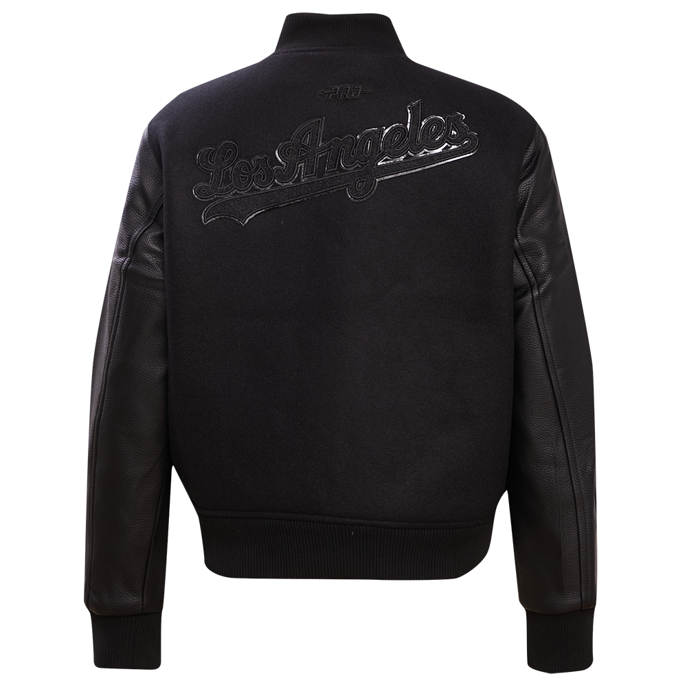 Pro Standard Women's Los Angeles Dodgers Triple Black Wool Varsity Jacket - BLACK Thumbnail View 2