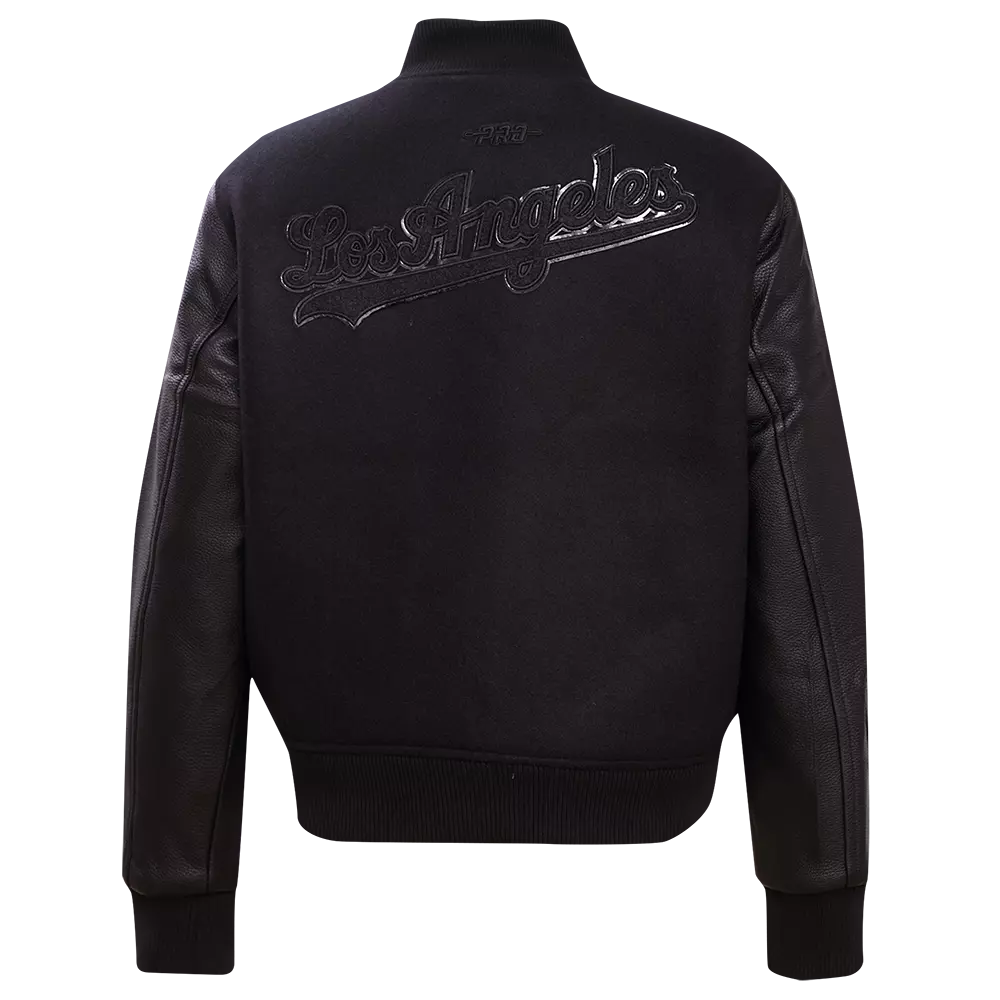 Pro Standard Women's Los Angeles Dodgers Triple Black Wool Varsity Jacket - BLACK
