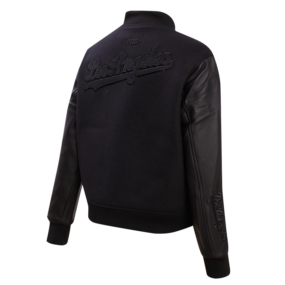 Pro Standard Women's Los Angeles Dodgers Triple Black Wool Varsity Jacket - BLACK Thumbnail View 4