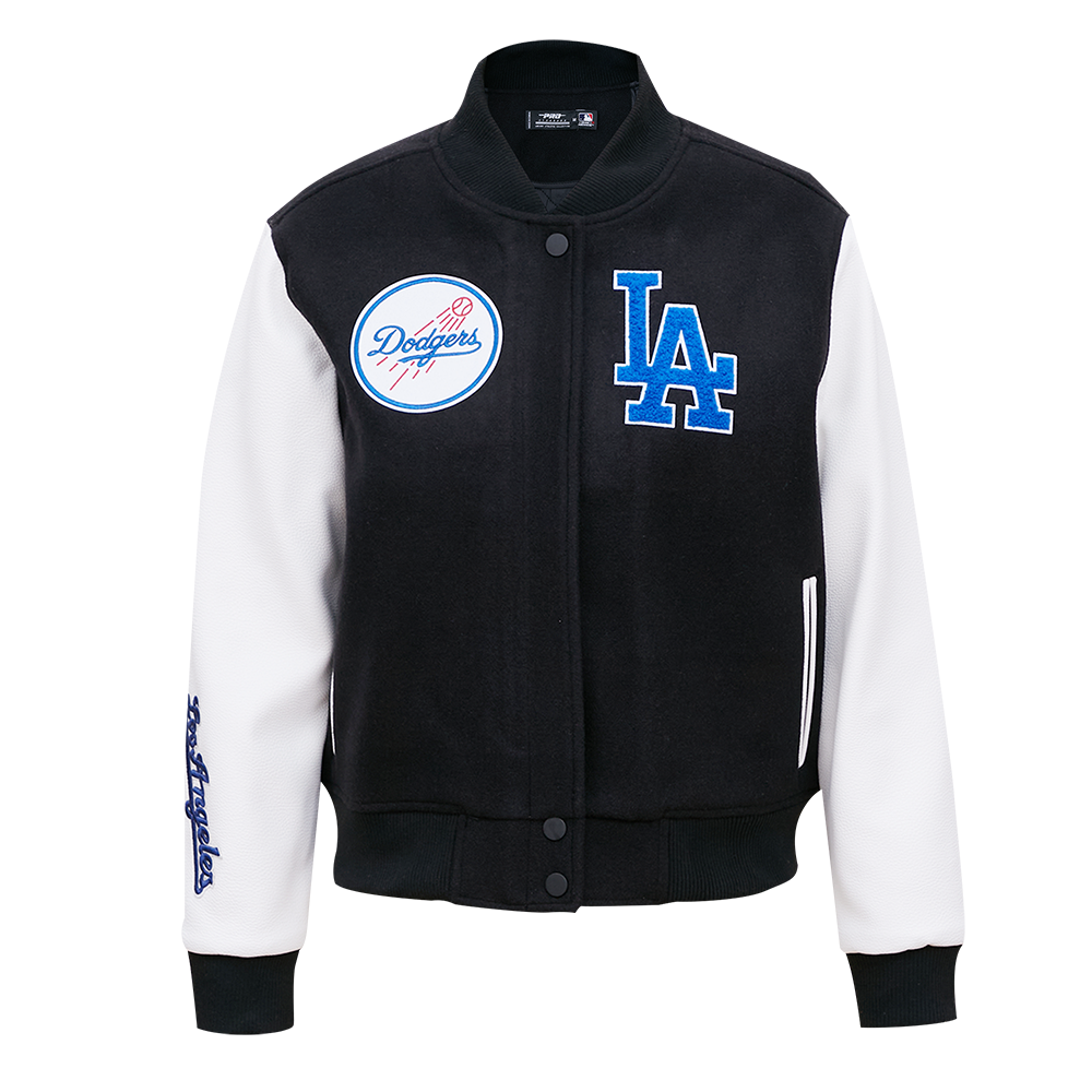 Pro Standard Women's Los Angeles Dodgers Classic Wool Varsity Jacket - Black/White - BLACK/WHITE Thumbnail View 1