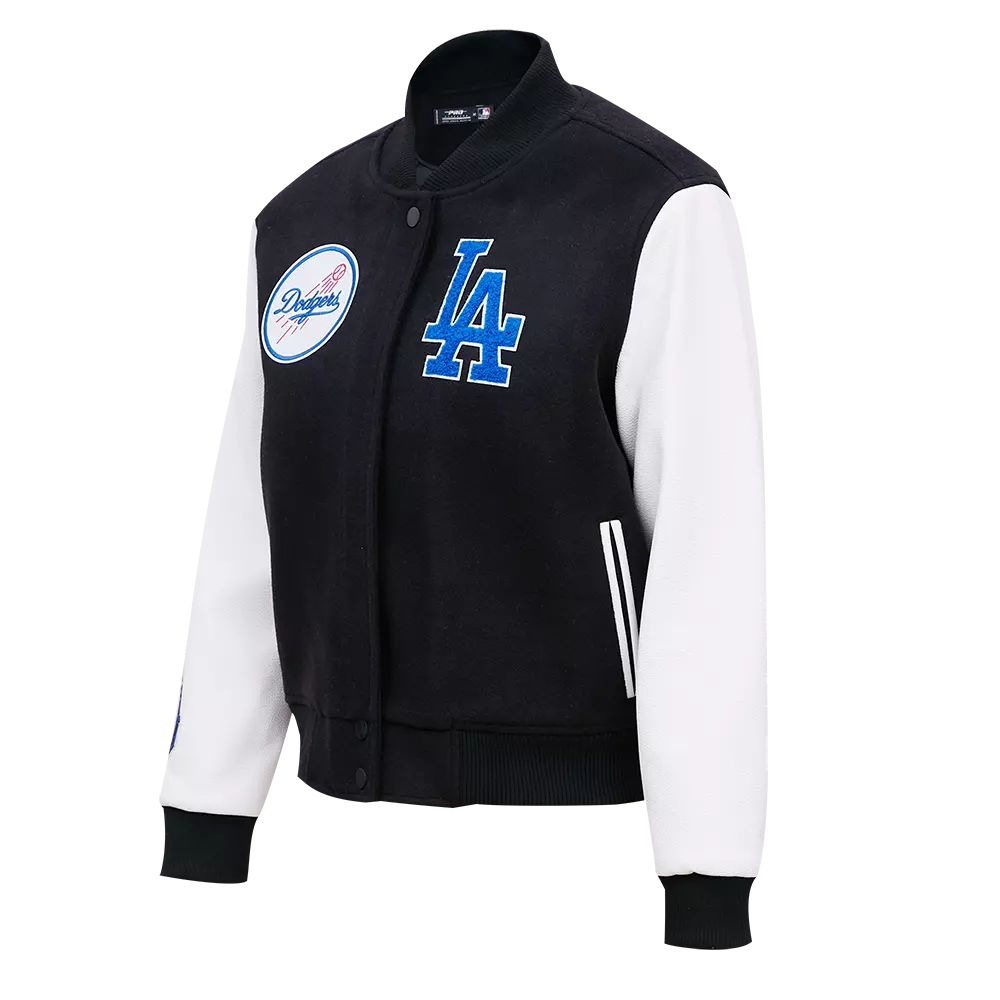 Pro Standard Women's Los Angeles Dodgers Classic Wool Varsity Jacket -Black/White - BLACK/WHITE