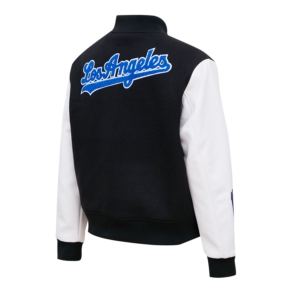 Pro Standard Women's Los Angeles Dodgers Classic Wool Varsity Jacket - Black/White - BLACK/WHITE Thumbnail View 4
