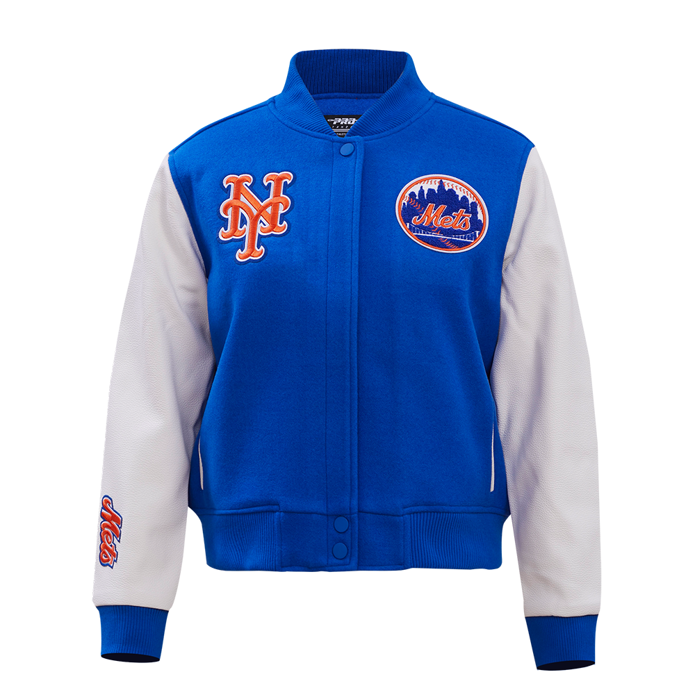 Pro Standard Women's New York Mets Classic Wool Varsity Jacket -Royal/White - ROYAL/WHITE Thumbnail View 1