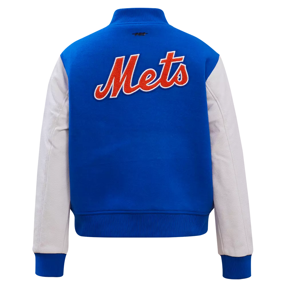 Pro Standard Women's New York Mets Classic Wool Varsity Jacket -Royal/White - ROYAL/WHITE