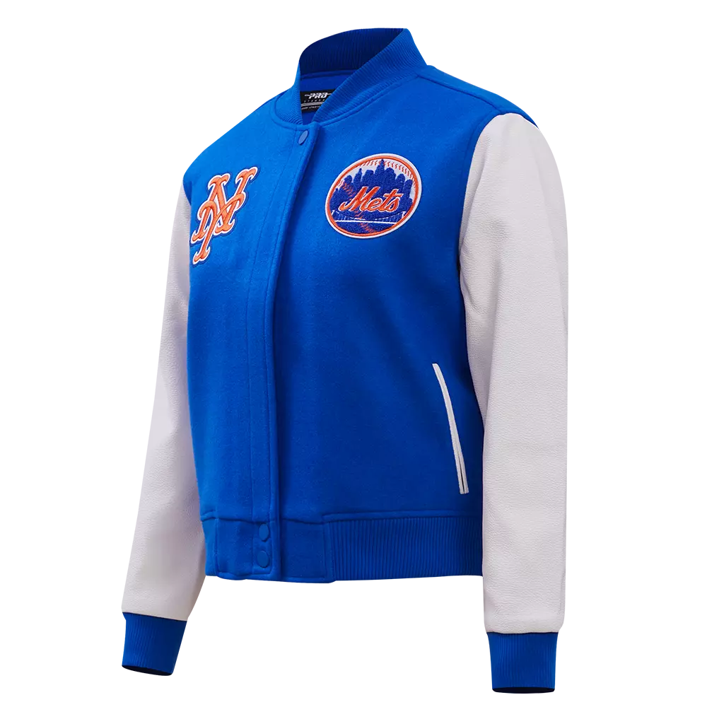 Pro Standard Women's New York Mets Classic Wool Varsity Jacket -Royal/White - ROYAL/WHITE