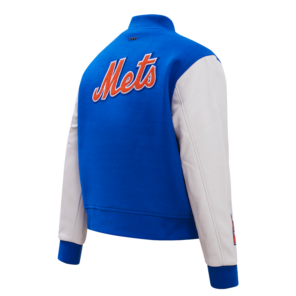 Pro Standard Women's New York Mets Classic Wool Varsity Jacket -Royal/White - ROYAL/WHITE Thumbnail View 4