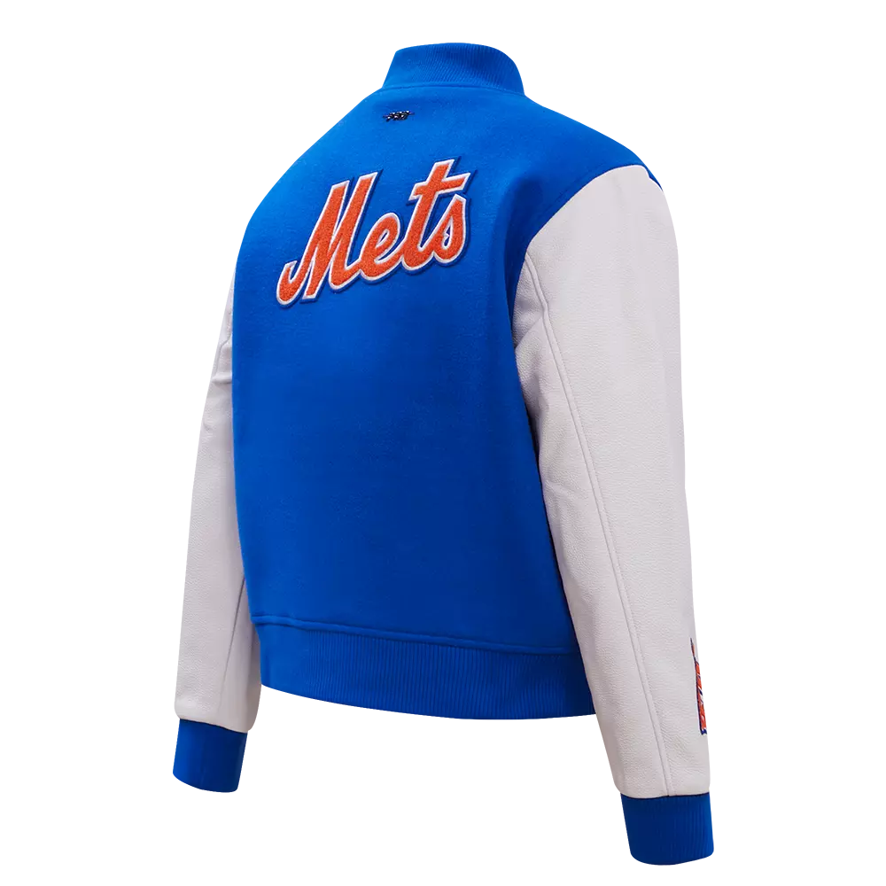 Pro Standard Women's New York Mets Classic Wool Varsity Jacket -Royal/White - ROYAL/WHITE