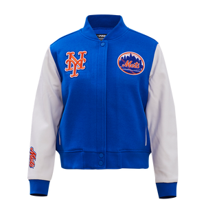 Pro Standard Women's New York Mets Classic Wool Varsity Jacket -Royal/White