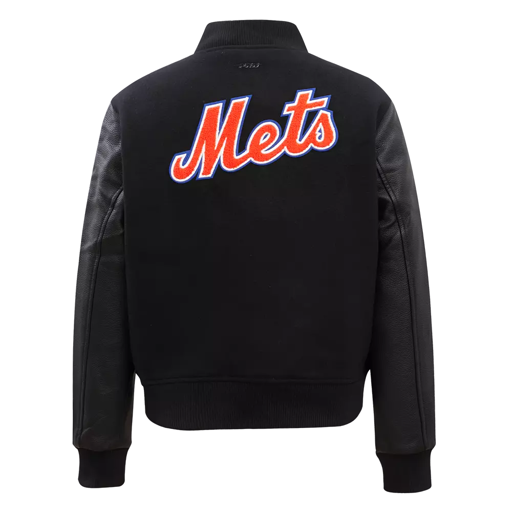 Pro Standard Women's New York Mets Classic Wool Varsity Jacket - Black - BLACK