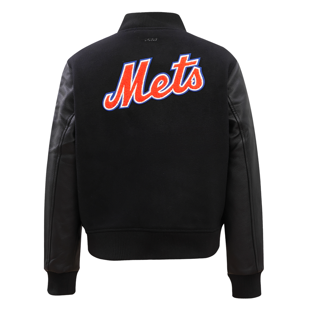 Pro Standard Women's New York Mets Classic Wool Varsity Jacket -Black - BLACK Thumbnail View 2