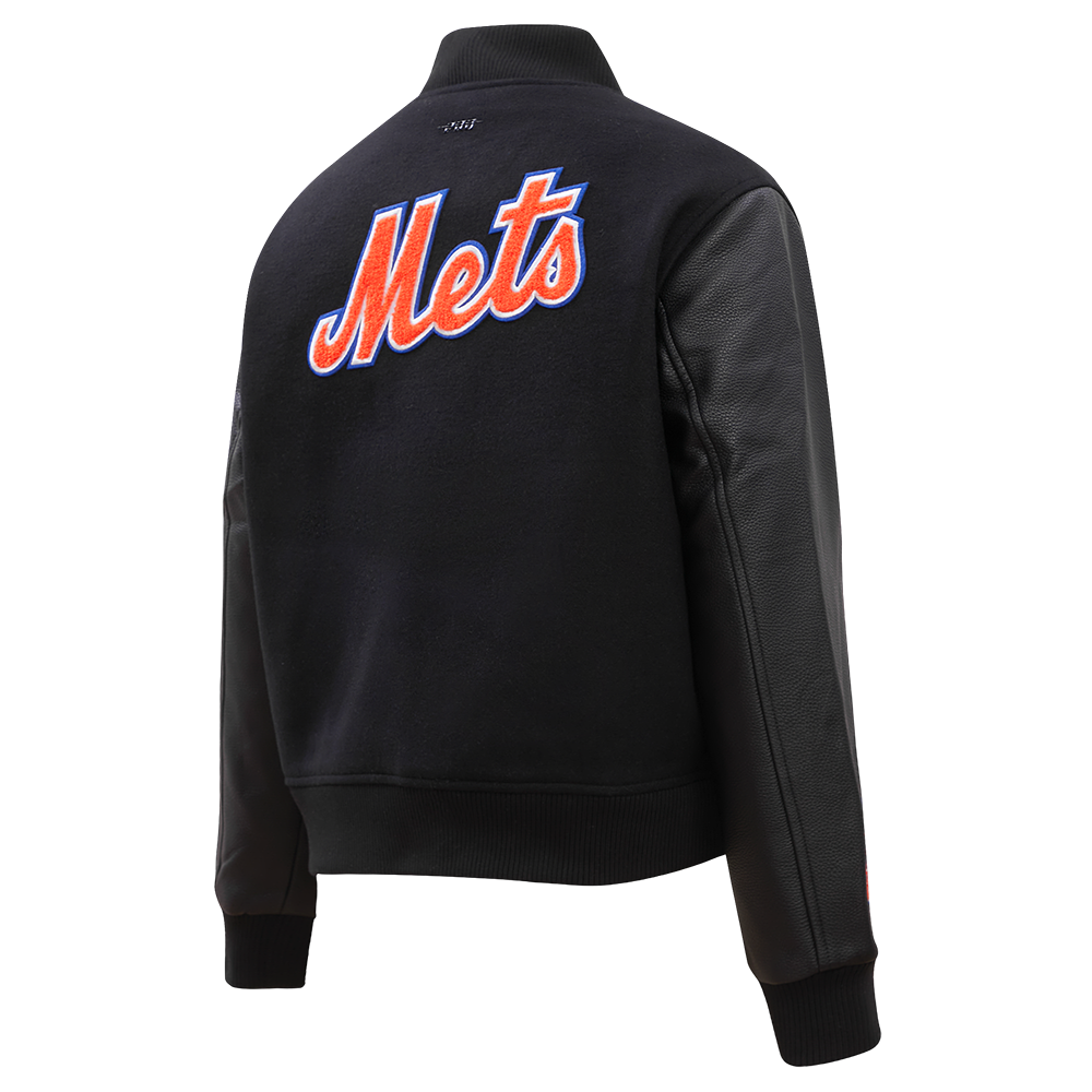 Pro Standard Women's New York Mets Classic Wool Varsity Jacket - Black - BLACK Thumbnail View 4