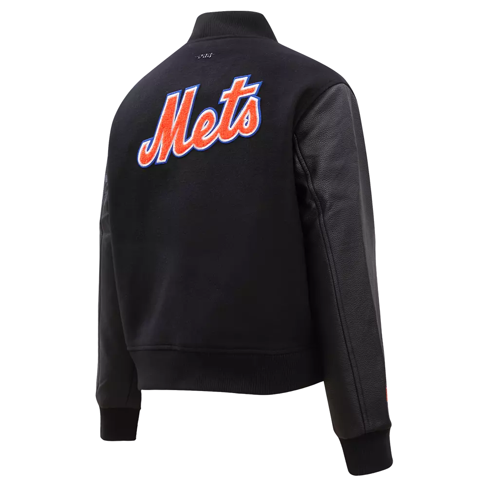 Pro Standard Women's New York Mets Classic Wool Varsity Jacket - Black - BLACK