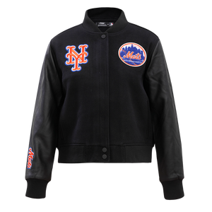 Pro Standard Women's New York Mets Classic Wool Varsity Jacket -Black