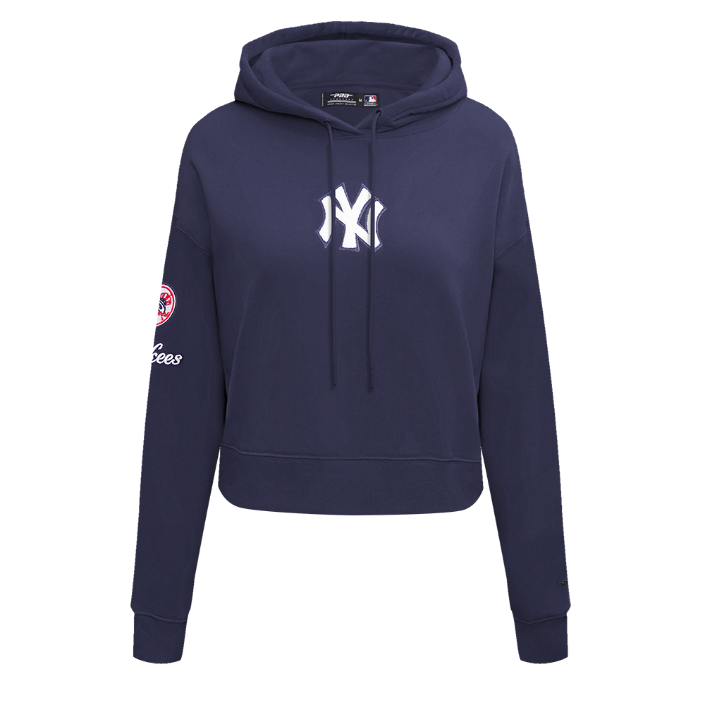 Pro Standard Women's New York Yankees Classic Fleece Cropped PO Hoodie -Navy - NAVY Thumbnail View 1