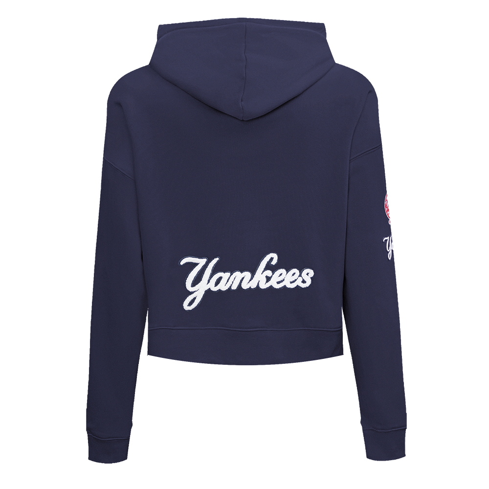 Pro Standard Women's New York Yankees Classic Fleece Cropped PO Hoodie -Navy - NAVY Thumbnail View 2