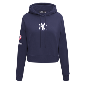 Pro Standard Women's New York Yankees Classic Fleece Cropped PO Hoodie -Navy