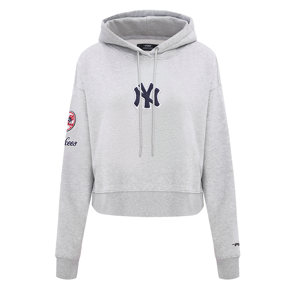Pro Standard Women's New York Yankees Classic Fleece Cropped PO Hoodie - Grey - GREY Thumbnail View 1