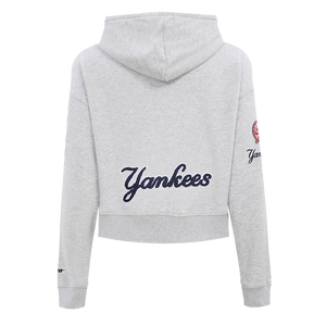 Pro Standard Women's New York Yankees Classic Fleece Cropped PO Hoodie -Grey
