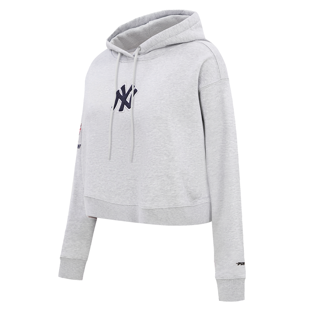 Pro Standard Women's New York Yankees Classic Fleece Cropped PO Hoodie -Grey - GREY Thumbnail View 3