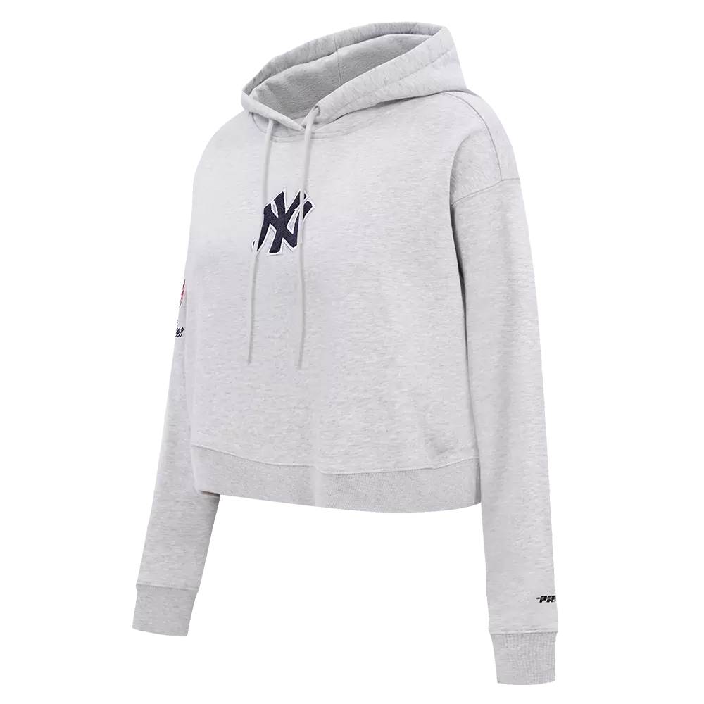 Pro Standard Women's New York Yankees Classic Fleece Cropped PO Hoodie -Grey - GREY