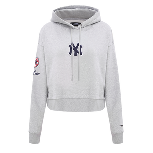 Pro Standard Women's New York Yankees Classic Fleece Cropped PO Hoodie -Grey