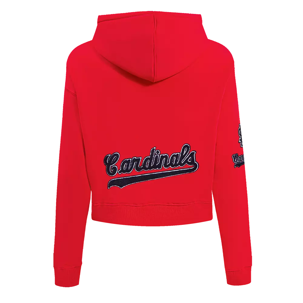 Pro Standard Women's St. Louis Cardinals Classic Fleece Cropped PO Hoodie -Red - RED