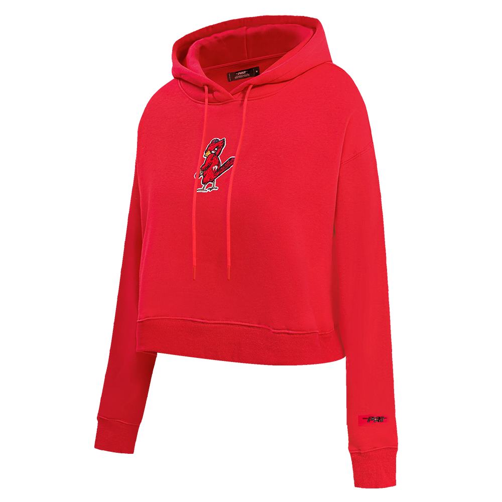 Pro Standard Women's St. Louis Cardinals Classic Fleece Cropped PO Hoodie -Red - RED Thumbnail View 3