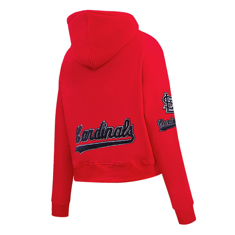 Pro Standard Women's St. Louis Cardinals Classic Fleece Cropped PO Hoodie - Red - RED Thumbnail View 4