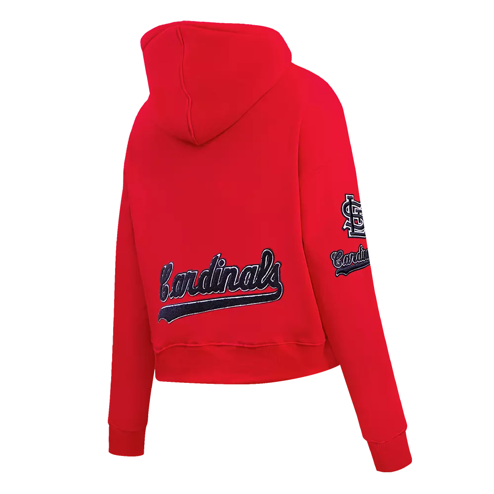 Pro Standard Women's St. Louis Cardinals Classic Fleece Cropped PO Hoodie - Red - RED