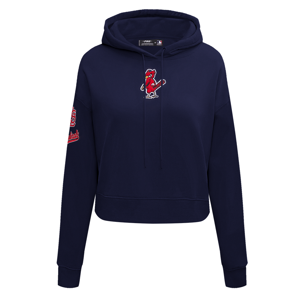 Pro Standard Women's St. Louis Cardinals Classic Fleece Cropped PO Hoodie -Navy - NAVY Thumbnail View 1