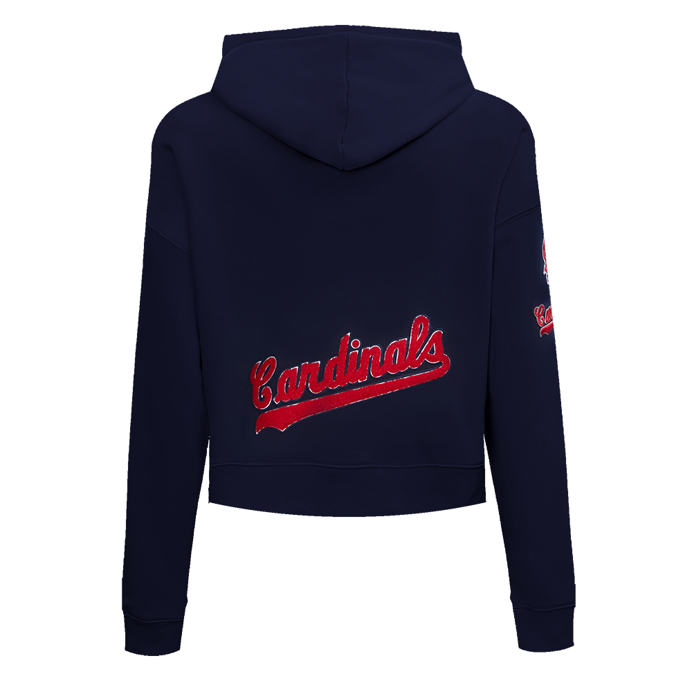 Pro Standard Women's St. Louis Cardinals Classic Fleece Cropped PO Hoodie -Navy - NAVY Thumbnail View 2