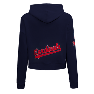 Pro Standard Women's St. Louis Cardinals Classic Fleece Cropped PO Hoodie -Navy