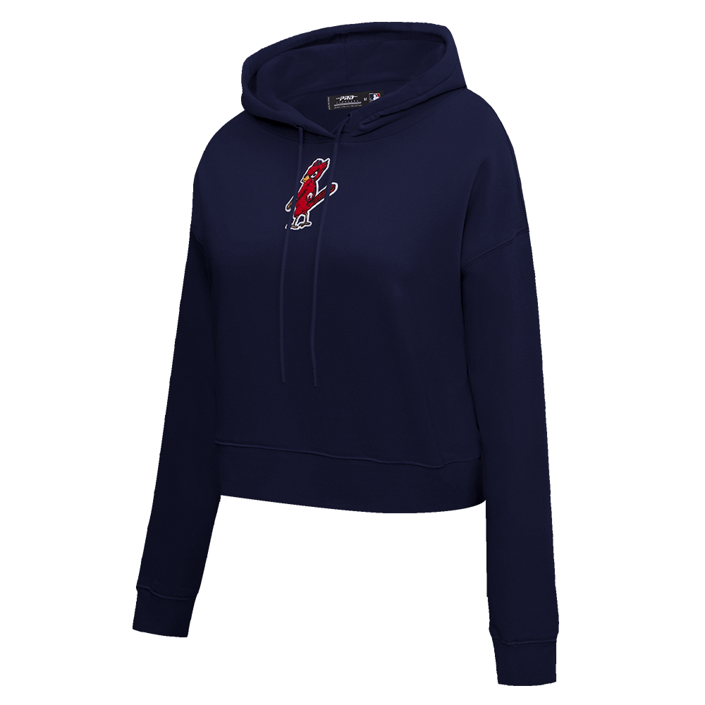 Pro Standard Women's St. Louis Cardinals Classic Fleece Cropped PO Hoodie -Navy - NAVY Thumbnail View 3