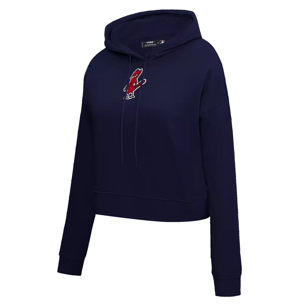 Pro Standard Women's St. Louis Cardinals Classic Fleece Cropped PO Hoodie -Navy - NAVY