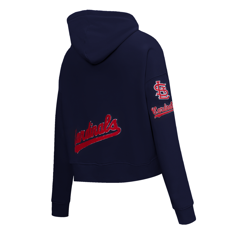Pro Standard Women's St. Louis Cardinals Classic Fleece Cropped PO Hoodie -Navy - NAVY Thumbnail View 4
