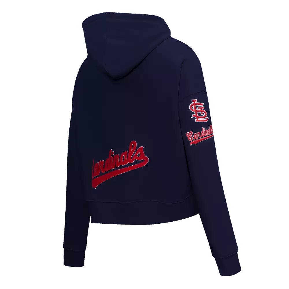 Pro Standard Women's St. Louis Cardinals Classic Fleece Cropped PO Hoodie -Navy - NAVY