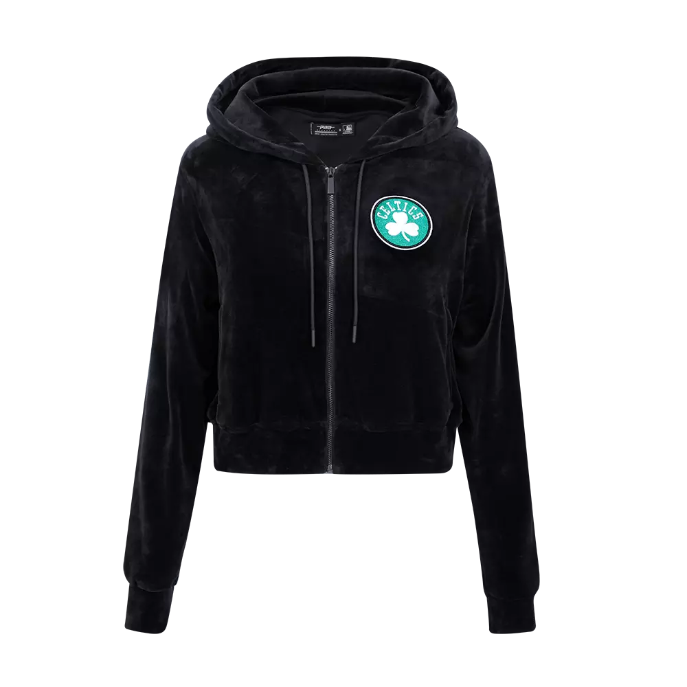 Pro Standard Women's Boston Celtics Classic Velour Full-Zip PO Jacket -Black - BLACK
