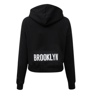 Pro Standard Women's Brooklyn Nets Classic Fleece Cropped PO Hoodie -Black