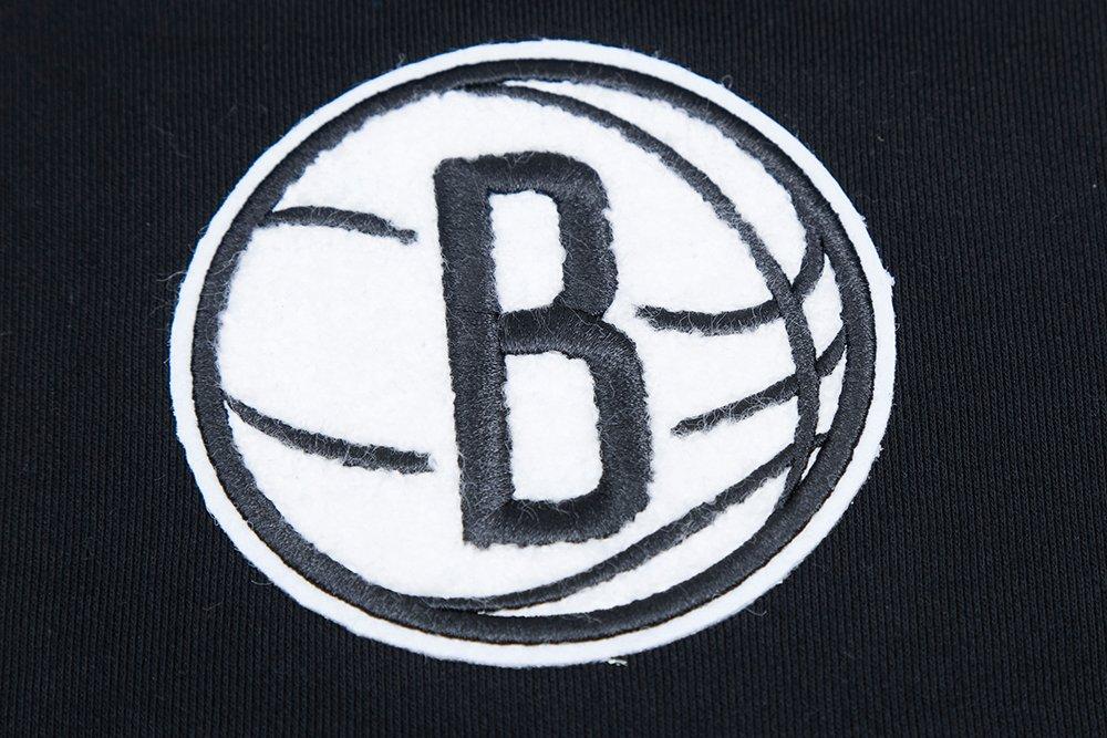 Pro Standard Women's Brooklyn Nets Classic Fleece Cropped PO Hoodie -Black - BLACK Thumbnail View 5