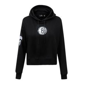 Pro Standard Women's Brooklyn Nets Classic Fleece Cropped PO Hoodie -Black