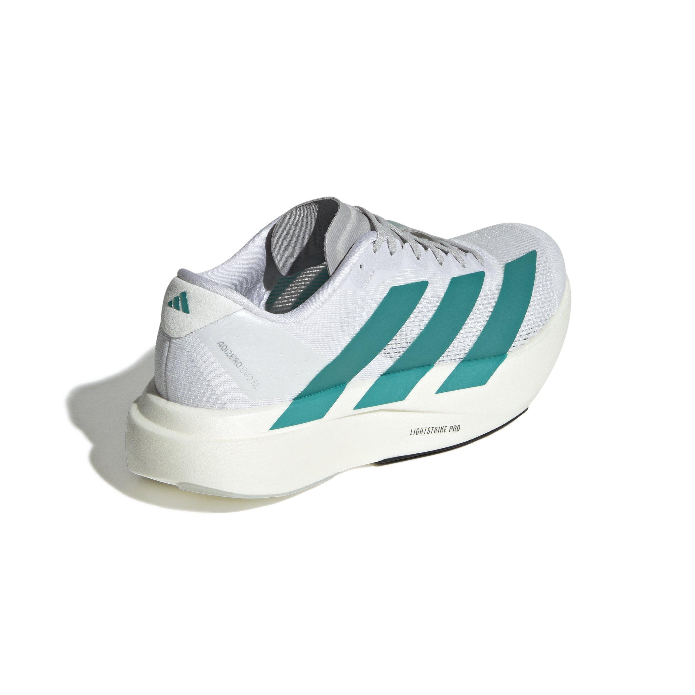 adidas Adizero EVO SL "Ftwr White/Pure Teal/Grey Two" Women's Running Shoe - WHITE/TEAL/GREY Thumbnail View 4