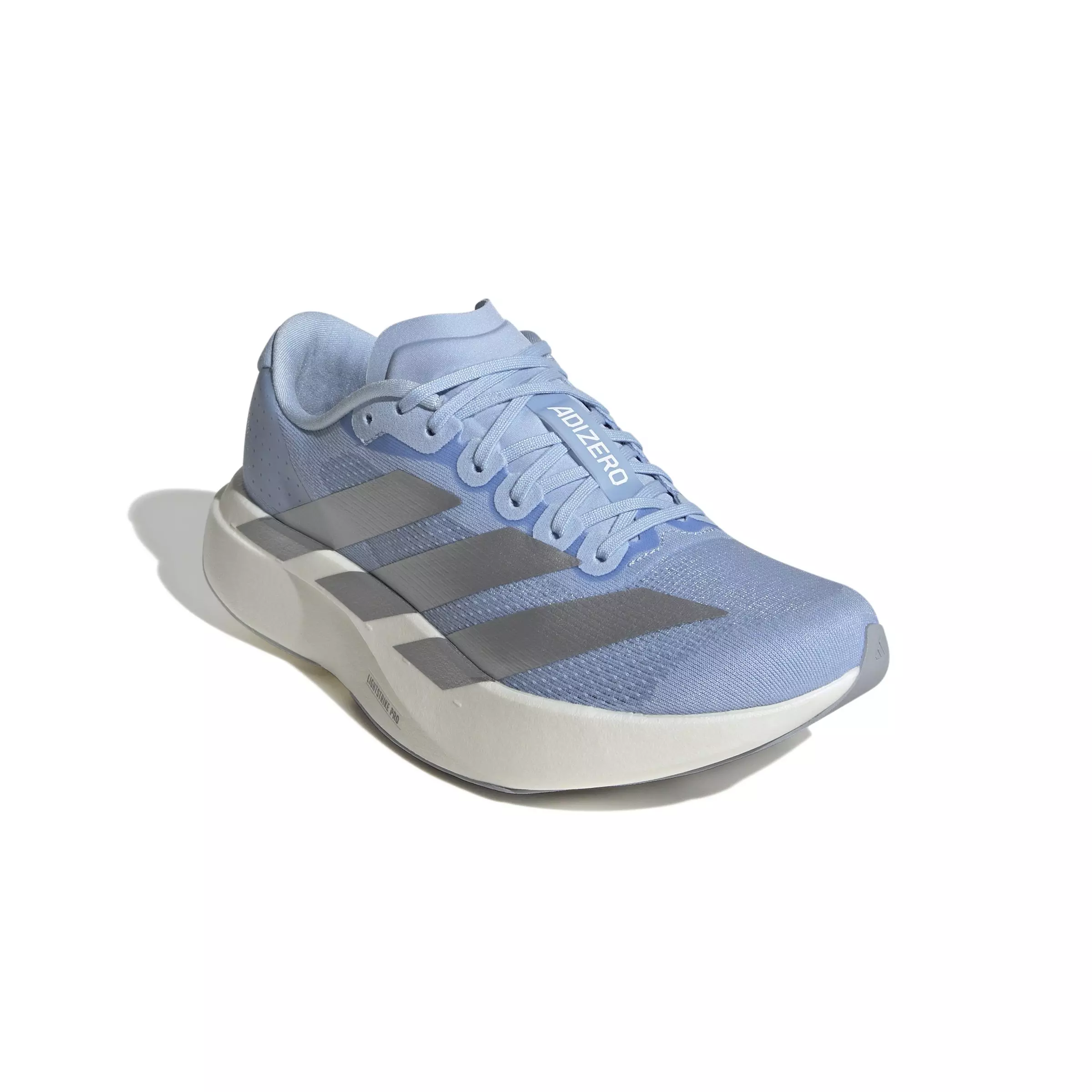 adidas Adizero EVO SL "Glow Blue/Silver Metallic/Ftwr White" Women's Running Shoe - BLUE/SILVER/WHITE