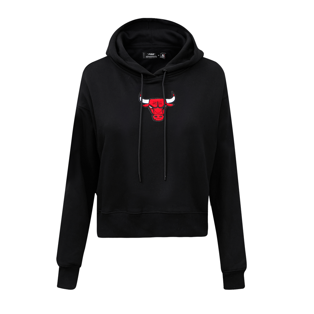 Pro Standard Women's Chicago Bulls Classic Fleece Cropped PO Hoodie - Black - BLACK Thumbnail View 1