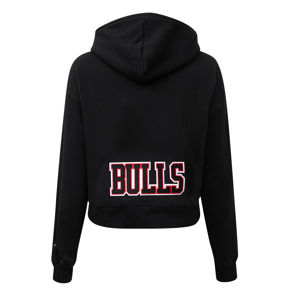 Pro Standard Women's Chicago Bulls Classic Fleece Cropped PO Hoodie - Black - BLACK Thumbnail View 2