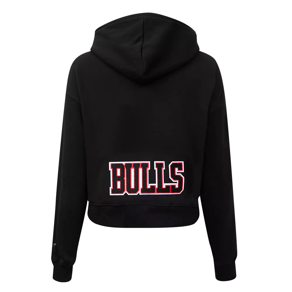Pro Standard Women's Chicago Bulls Classic Fleece Cropped PO Hoodie -Black - BLACK