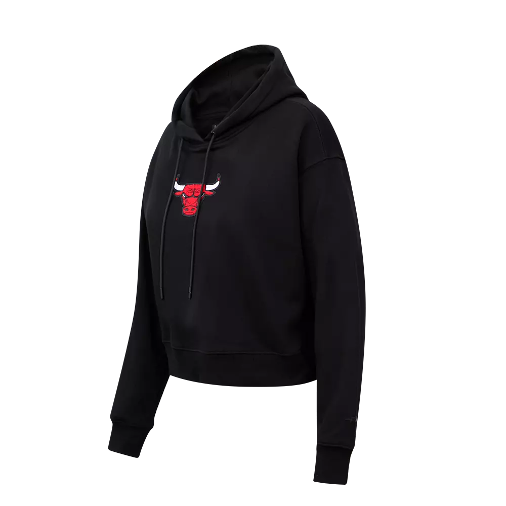 Pro Standard Women's Chicago Bulls Classic Fleece Cropped PO Hoodie -Black - BLACK