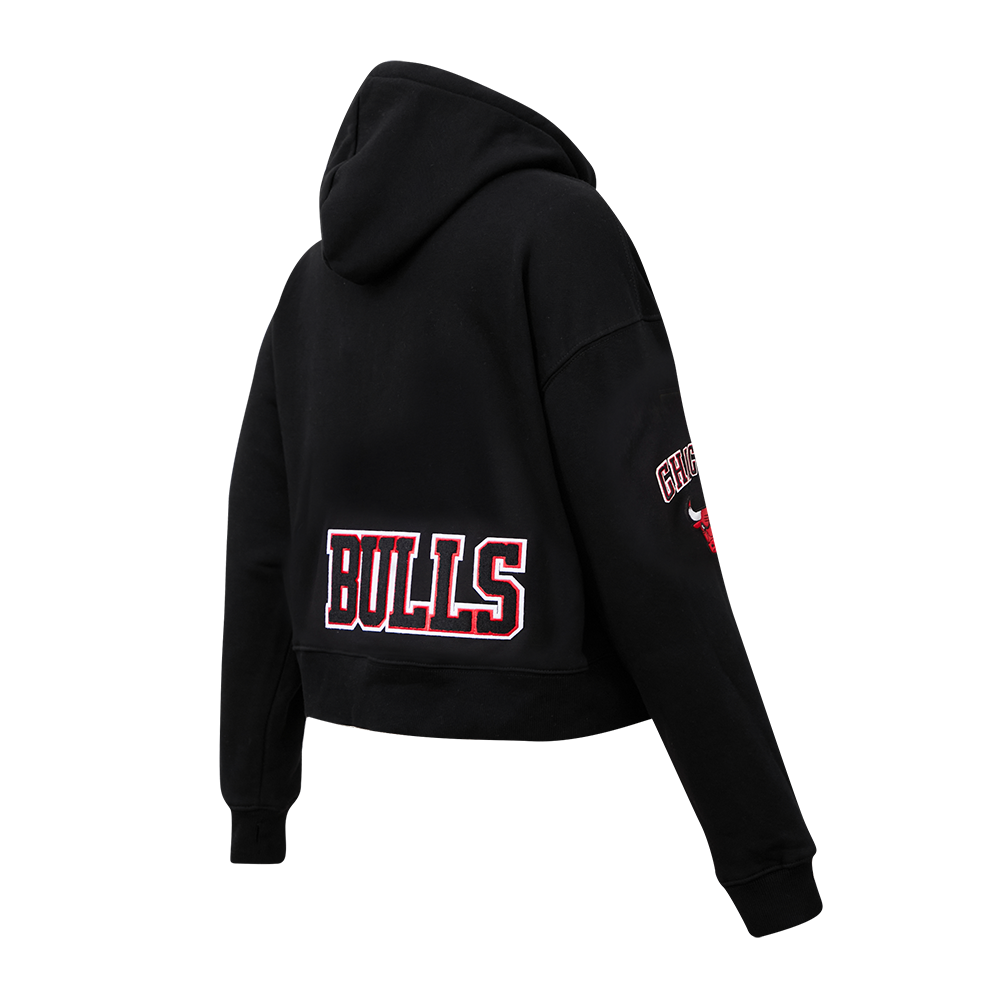 Pro Standard Women's Chicago Bulls Classic Fleece Cropped PO Hoodie - Black - BLACK Thumbnail View 4
