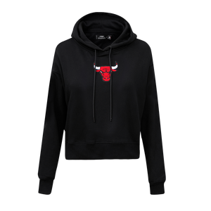 Pro Standard Women's Chicago Bulls Classic Fleece Cropped PO Hoodie -Black